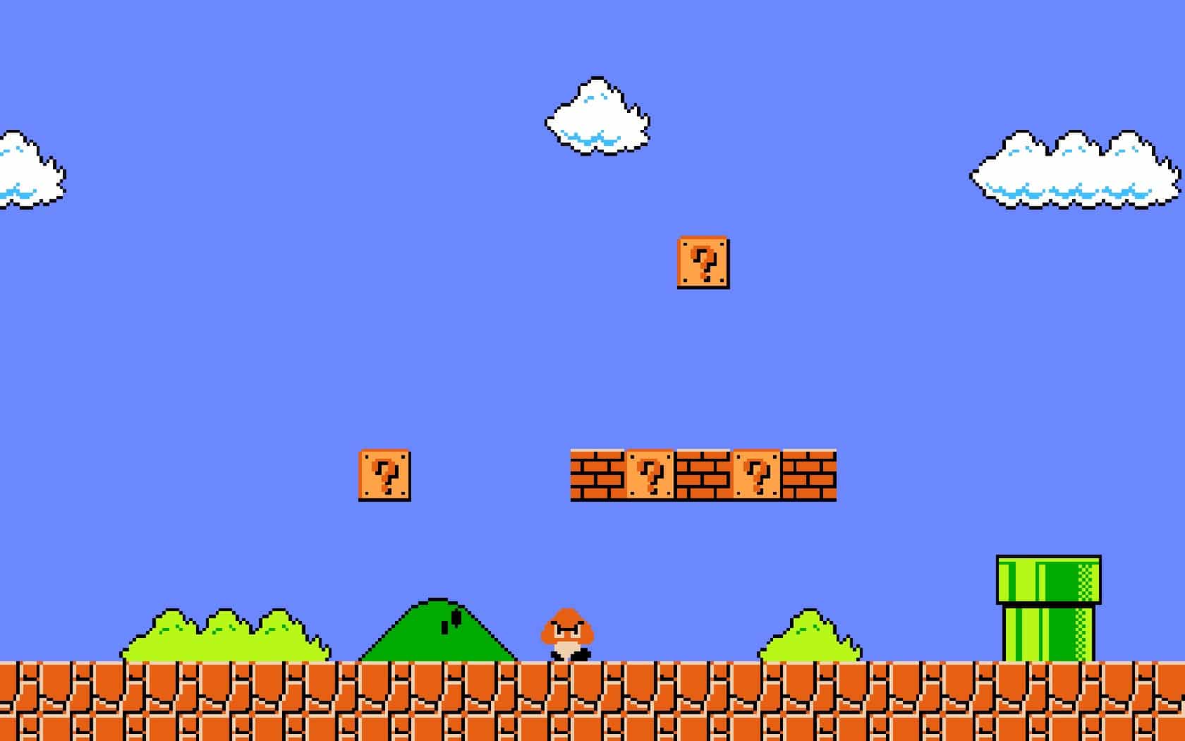 Um jogo estilo pixel art com super mario bros. plataforma de