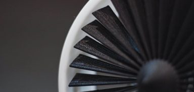 A closeup shot of table fan isolated on black background